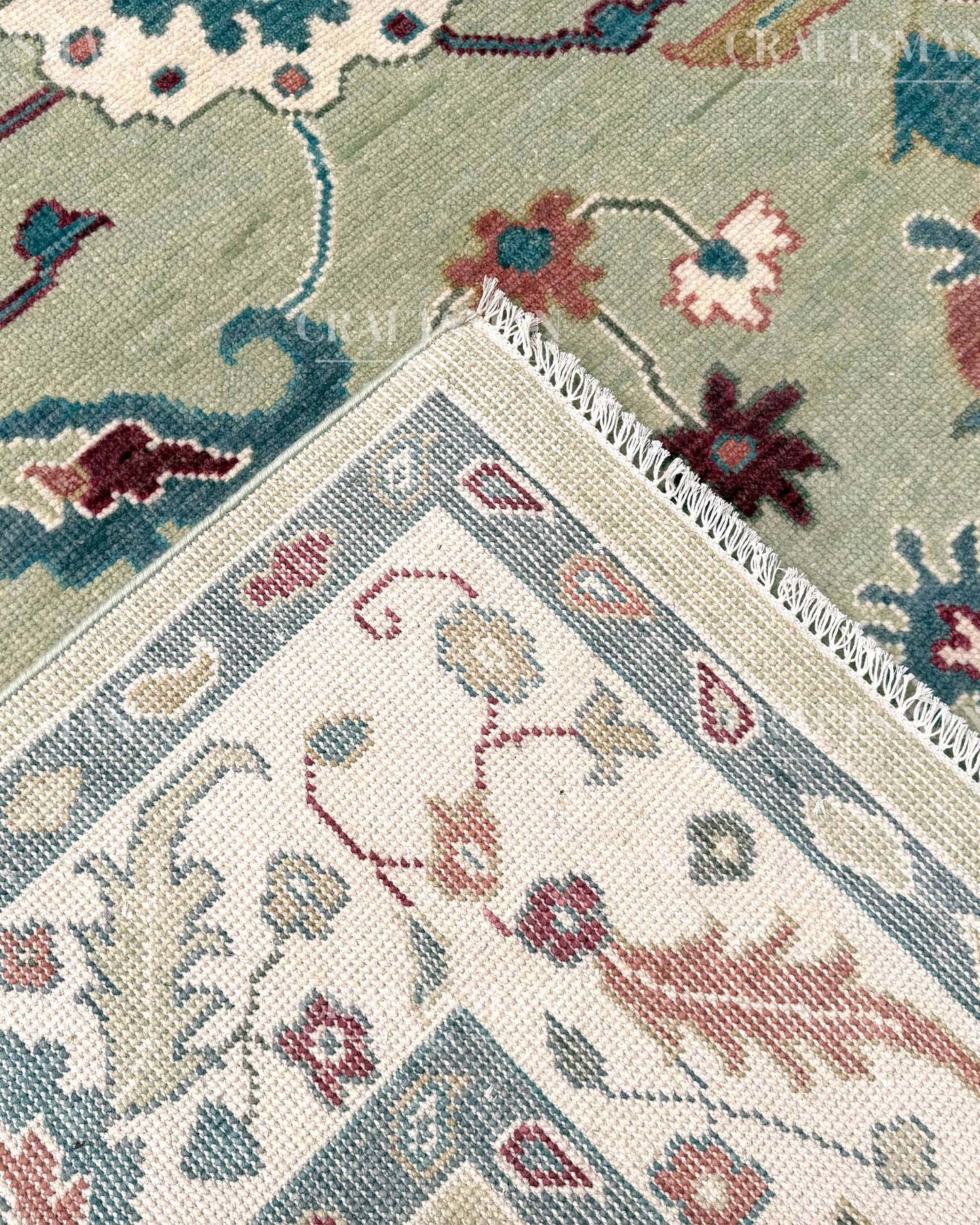 Adriv Wool Hand-Knotted Oushak-Inspired Rug