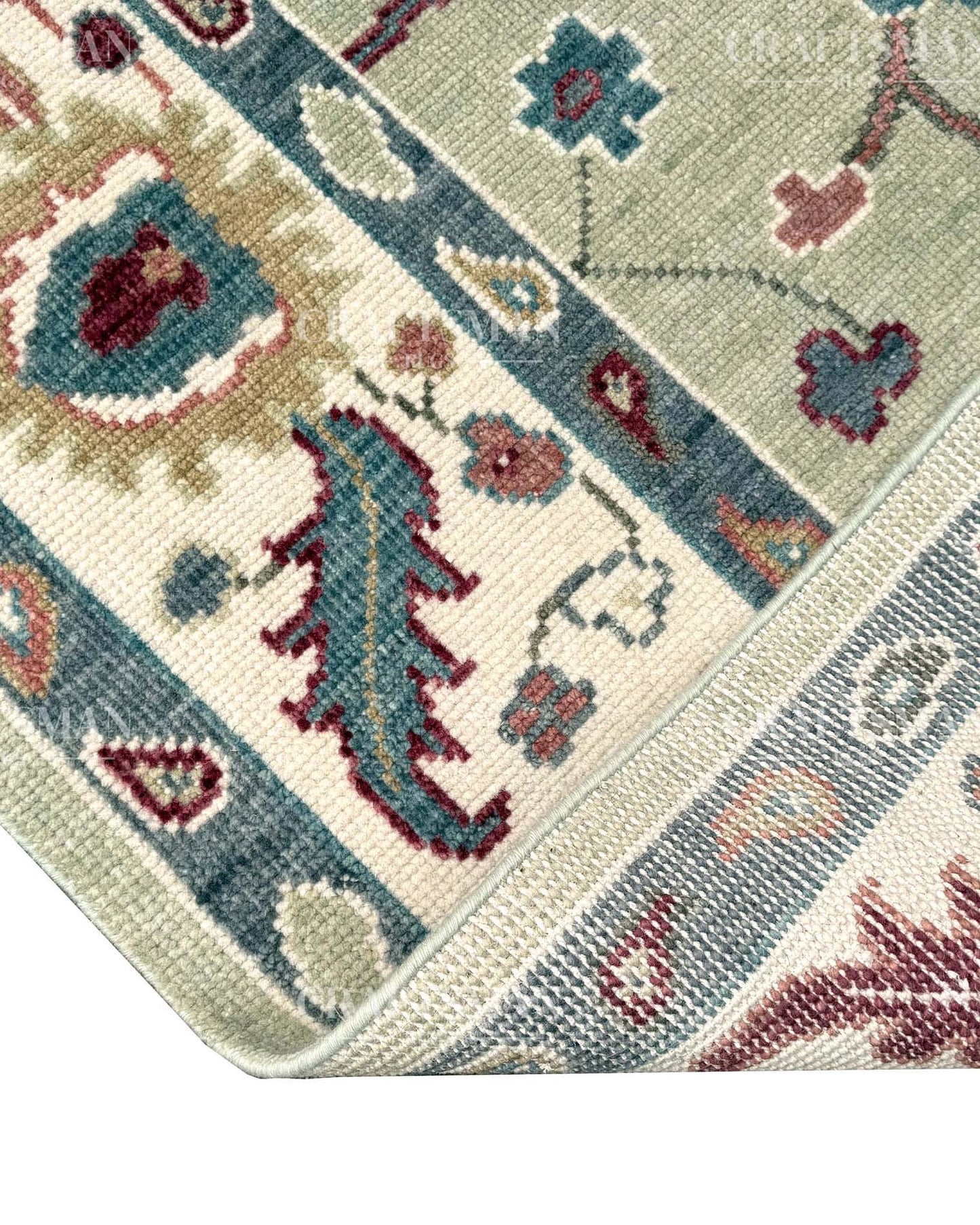 Adriv Wool Hand-Knotted Oushak-Inspired Rug