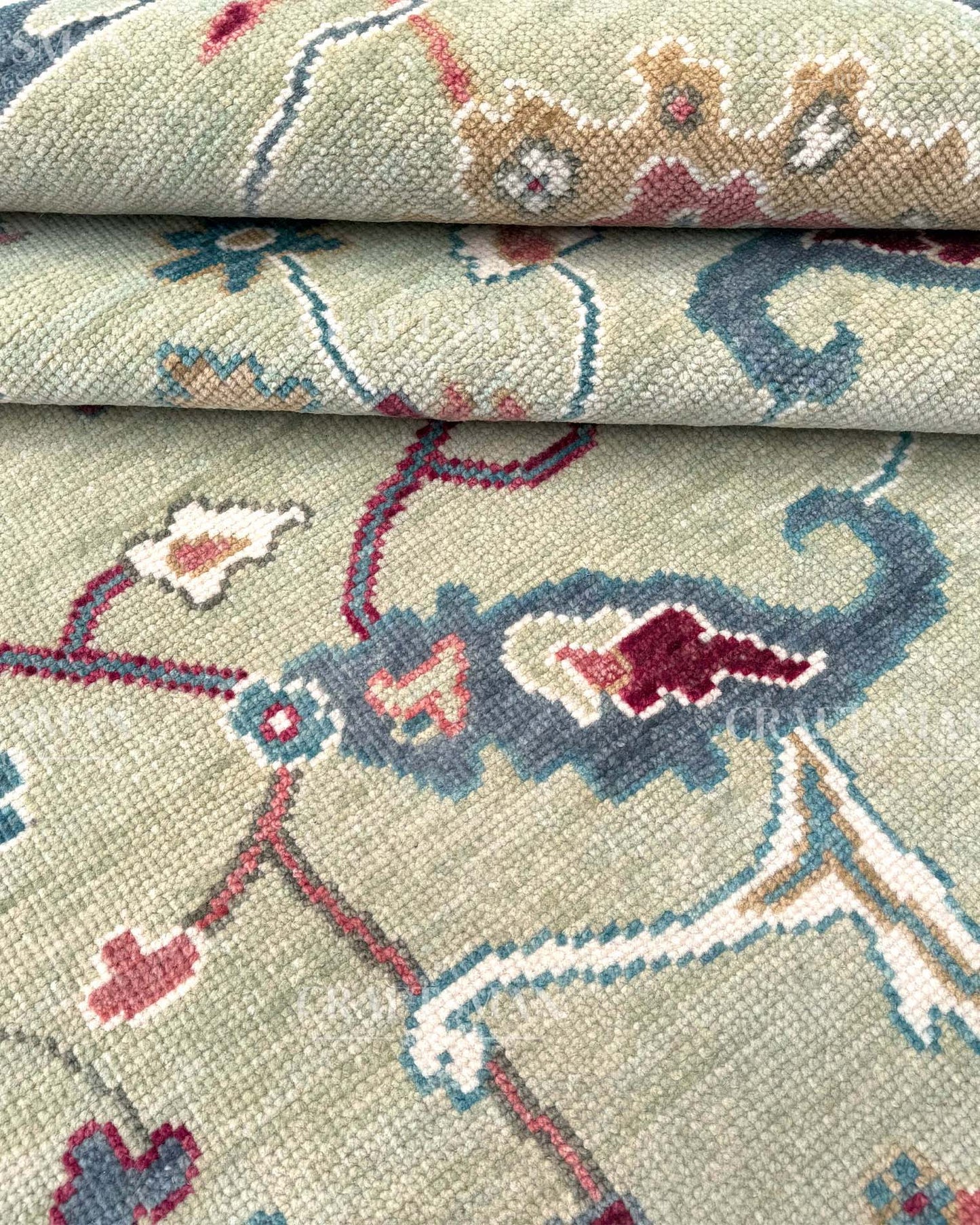 Adriv Wool Hand-Knotted Oushak-Inspired Rug
