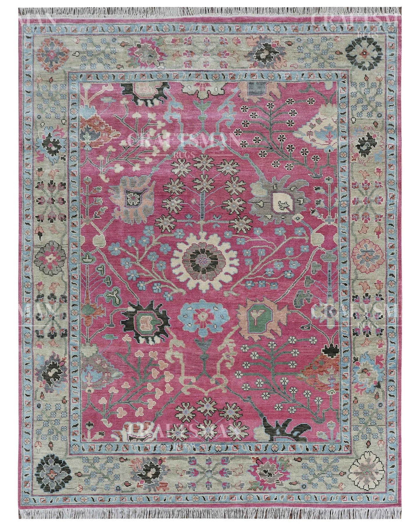 Rivor Wool Hand-Knotted Oushak-Inspired Rug