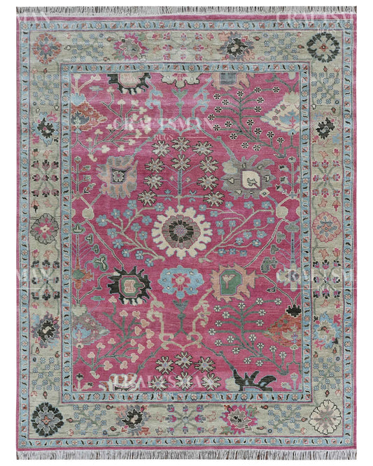 Rivor Wool Hand-Knotted Oushak-Inspired Rug