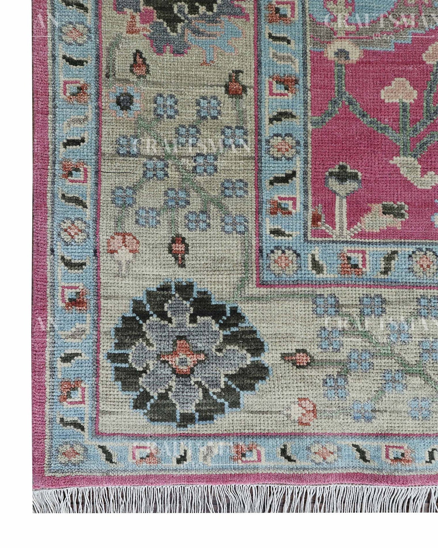 Rivor Wool Hand-Knotted Oushak-Inspired Rug