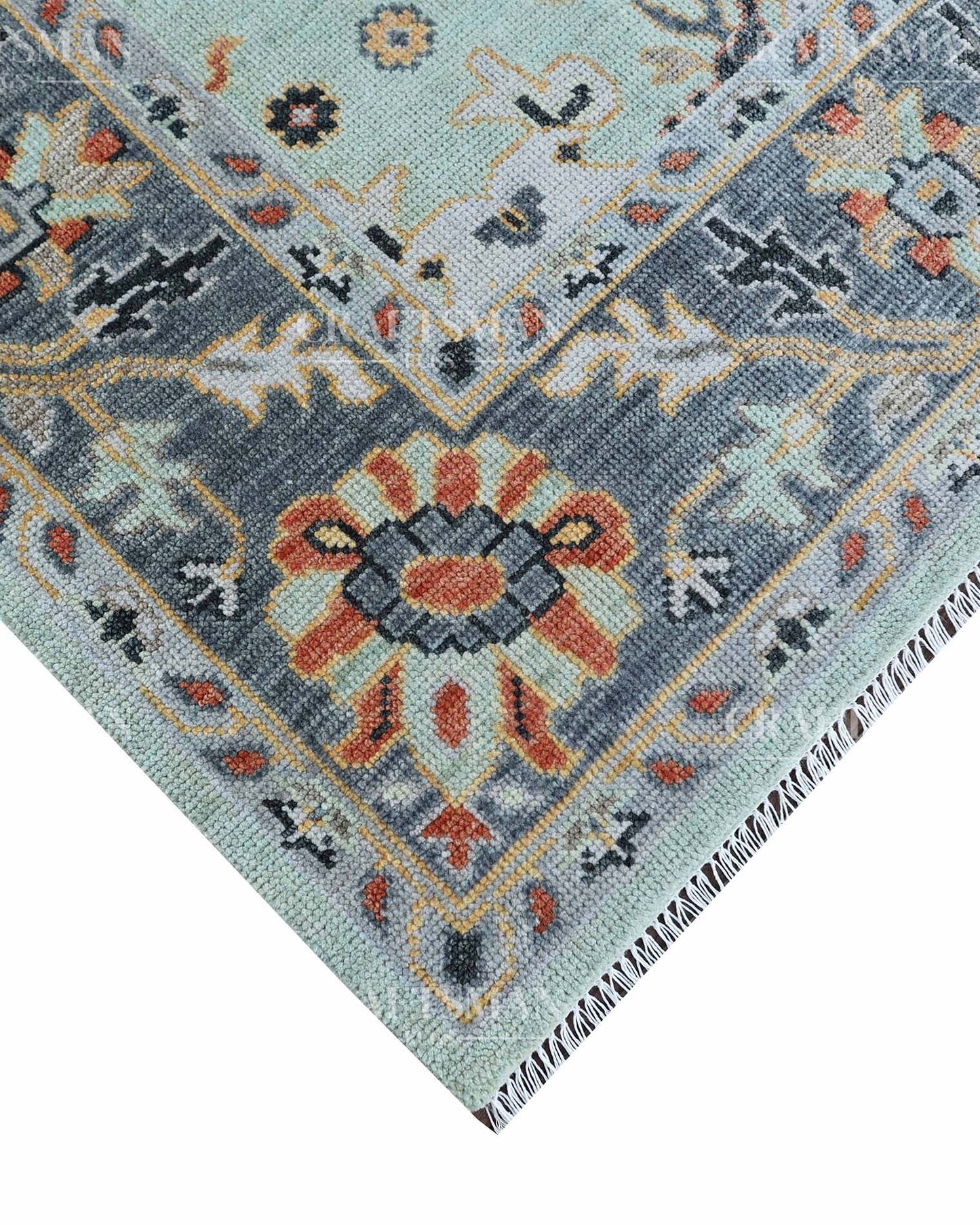 Savra Wool Hand-Knotted Oushak-Inspired Rug