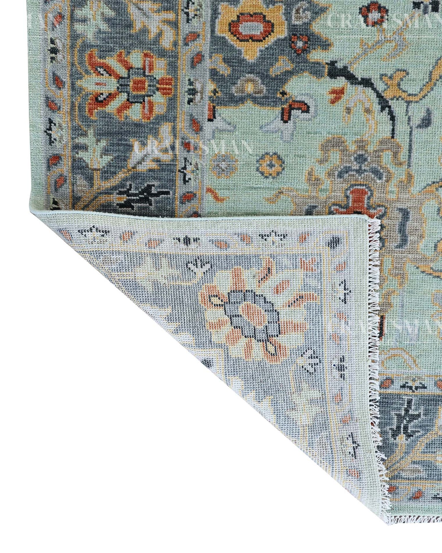 Savra Wool Hand-Knotted Oushak-Inspired Rug
