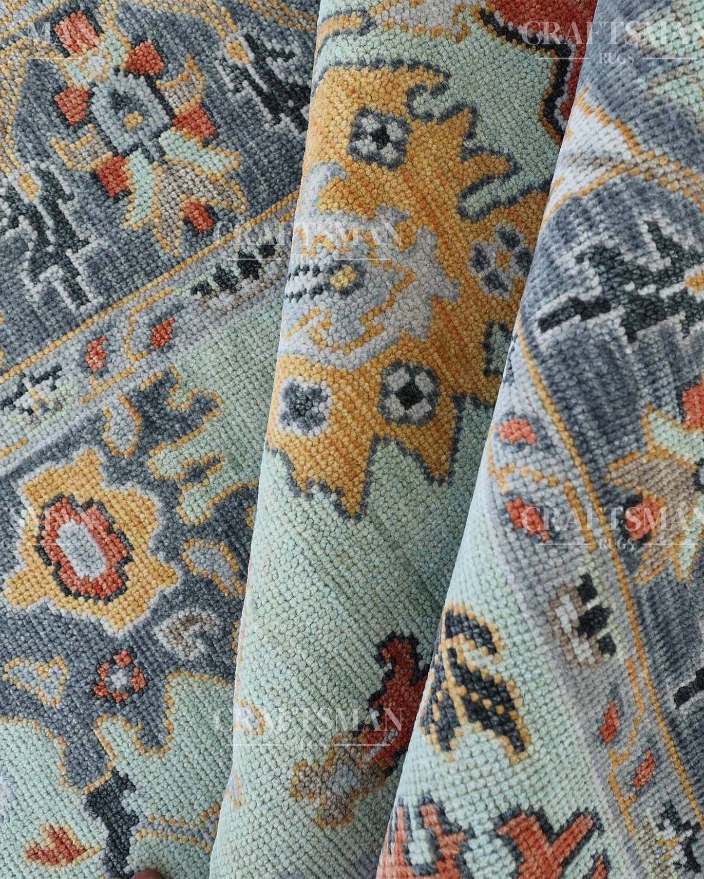 Savra Wool Hand-Knotted Oushak-Inspired Rug