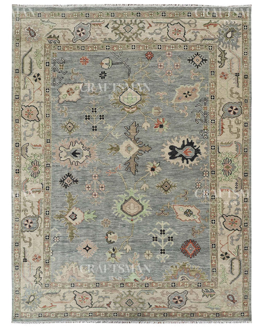 Teyrin Wool Hand-Knotted Oushak-Inspired Rug