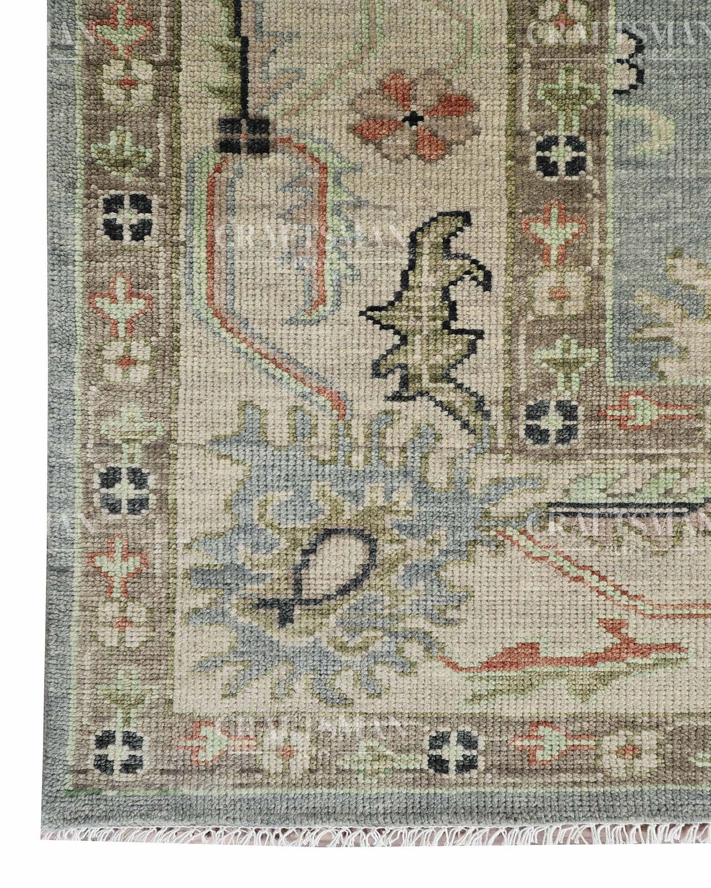 Teyrin Wool Hand-Knotted Oushak-Inspired Rug