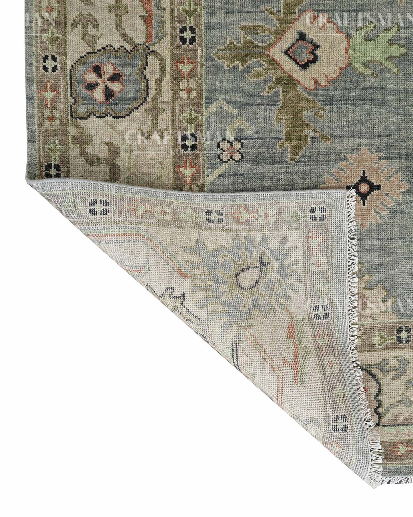 Teyrin Wool Hand-Knotted Oushak-Inspired Rug