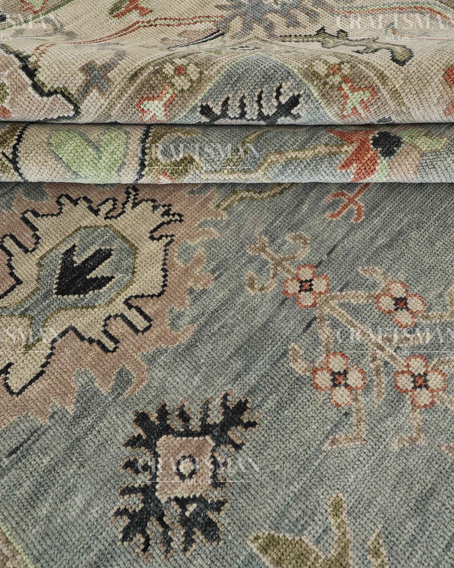Teyrin Wool Hand-Knotted Oushak-Inspired Rug