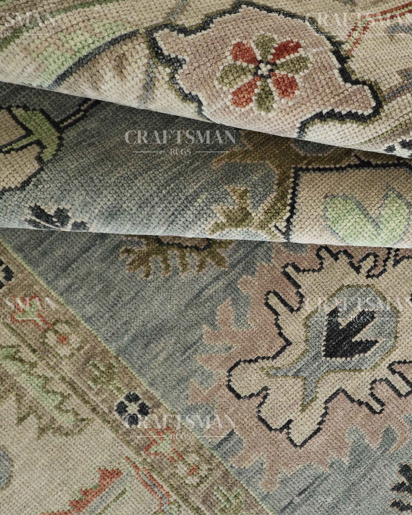 Teyrin Wool Hand-Knotted Oushak-Inspired Rug