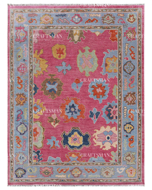 Fibora Wool Hand-Knotted Oushak-Inspired Rug