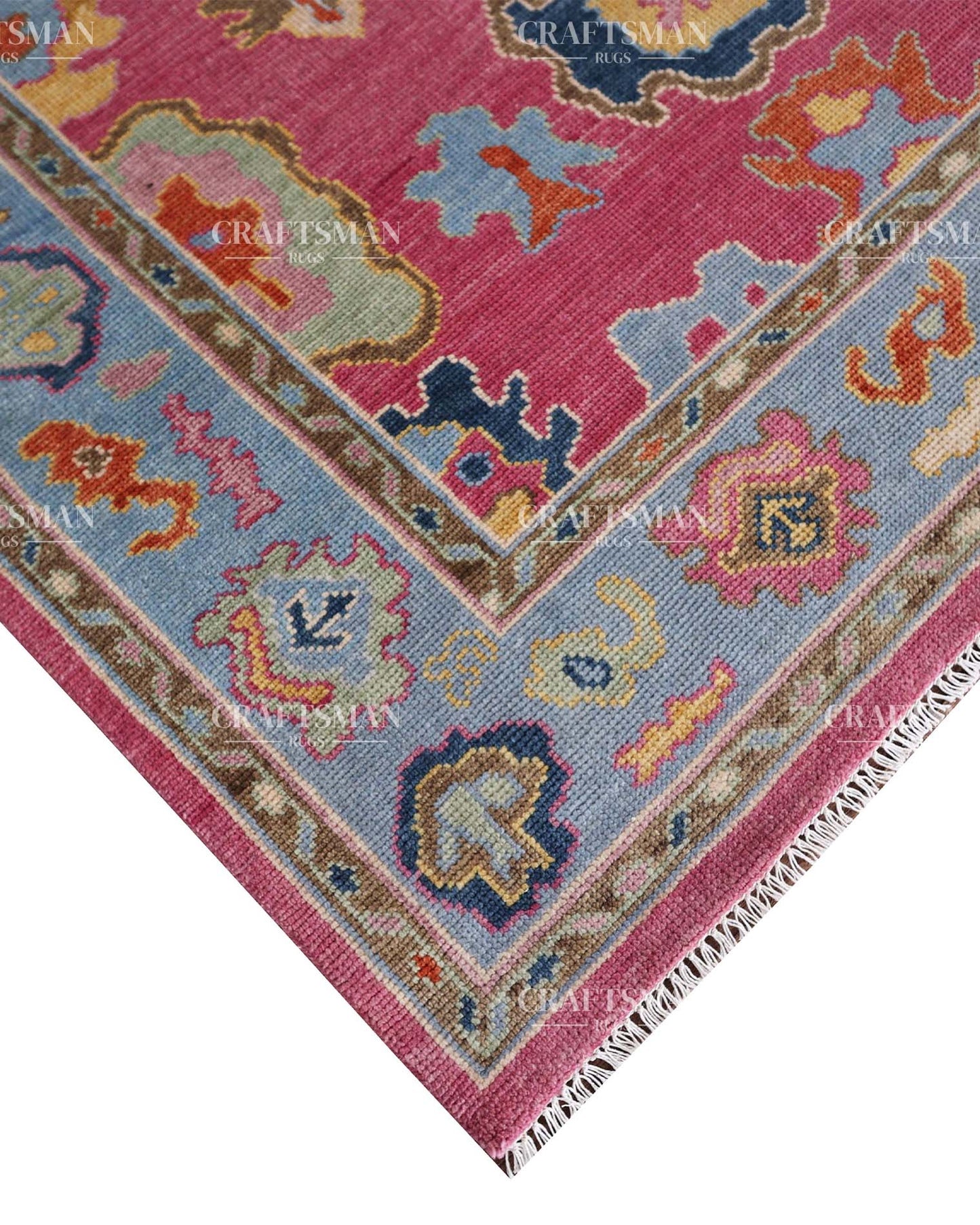 Fibora Wool Hand-Knotted Oushak-Inspired Rug