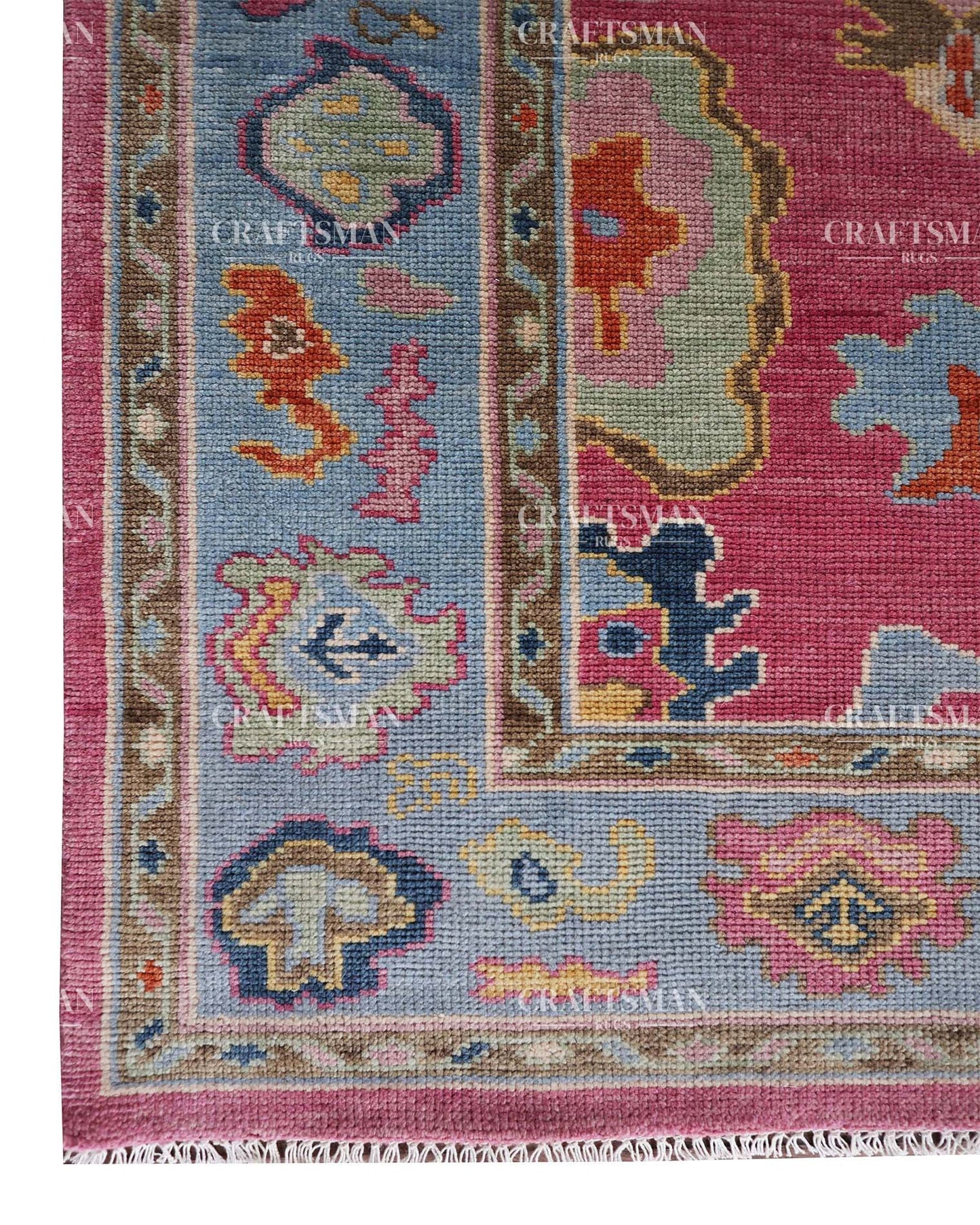Fibora Wool Hand-Knotted Oushak-Inspired Rug