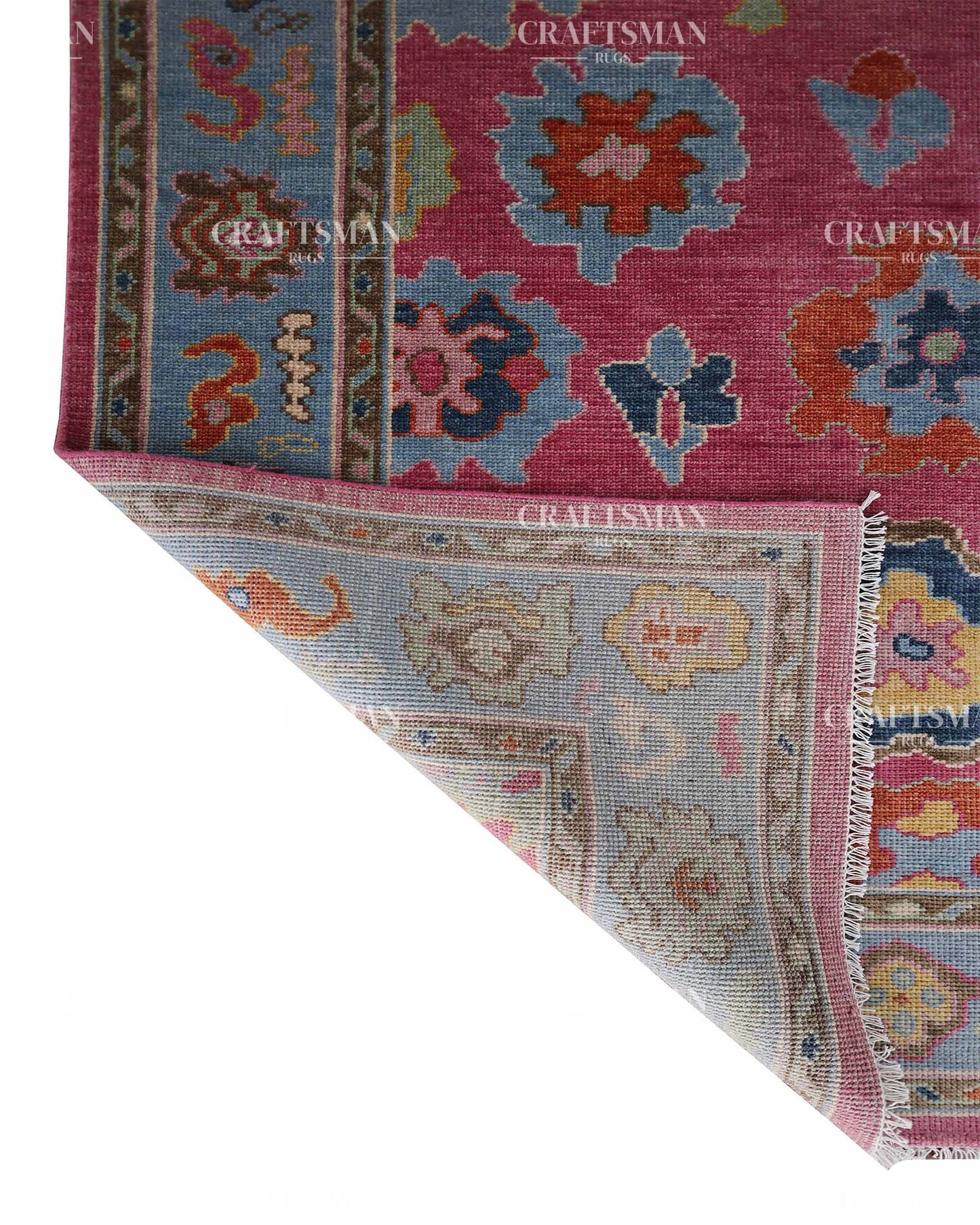 Fibora Wool Hand-Knotted Oushak-Inspired Rug
