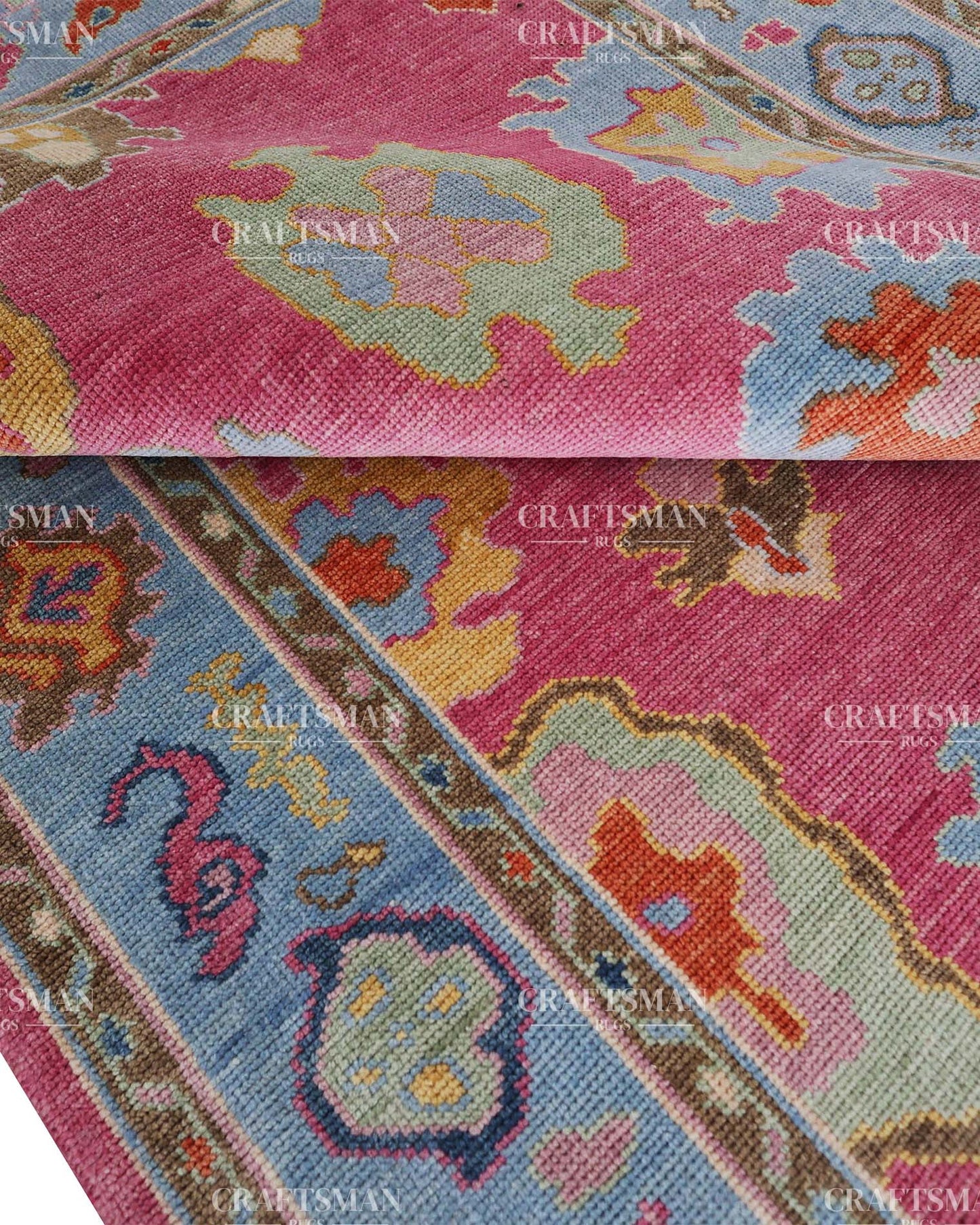 Fibora Wool Hand-Knotted Oushak-Inspired Rug