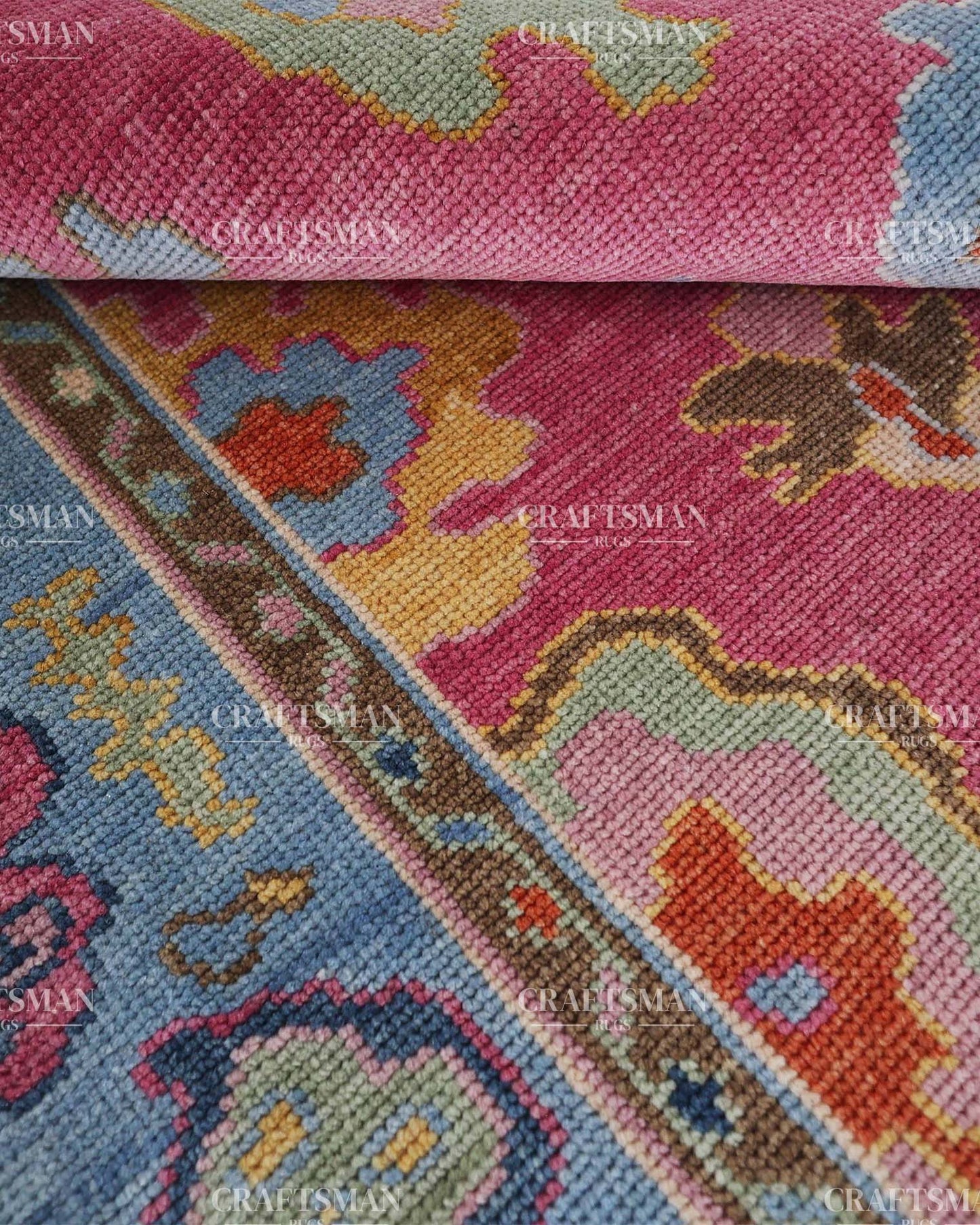 Fibora Wool Hand-Knotted Oushak-Inspired Rug