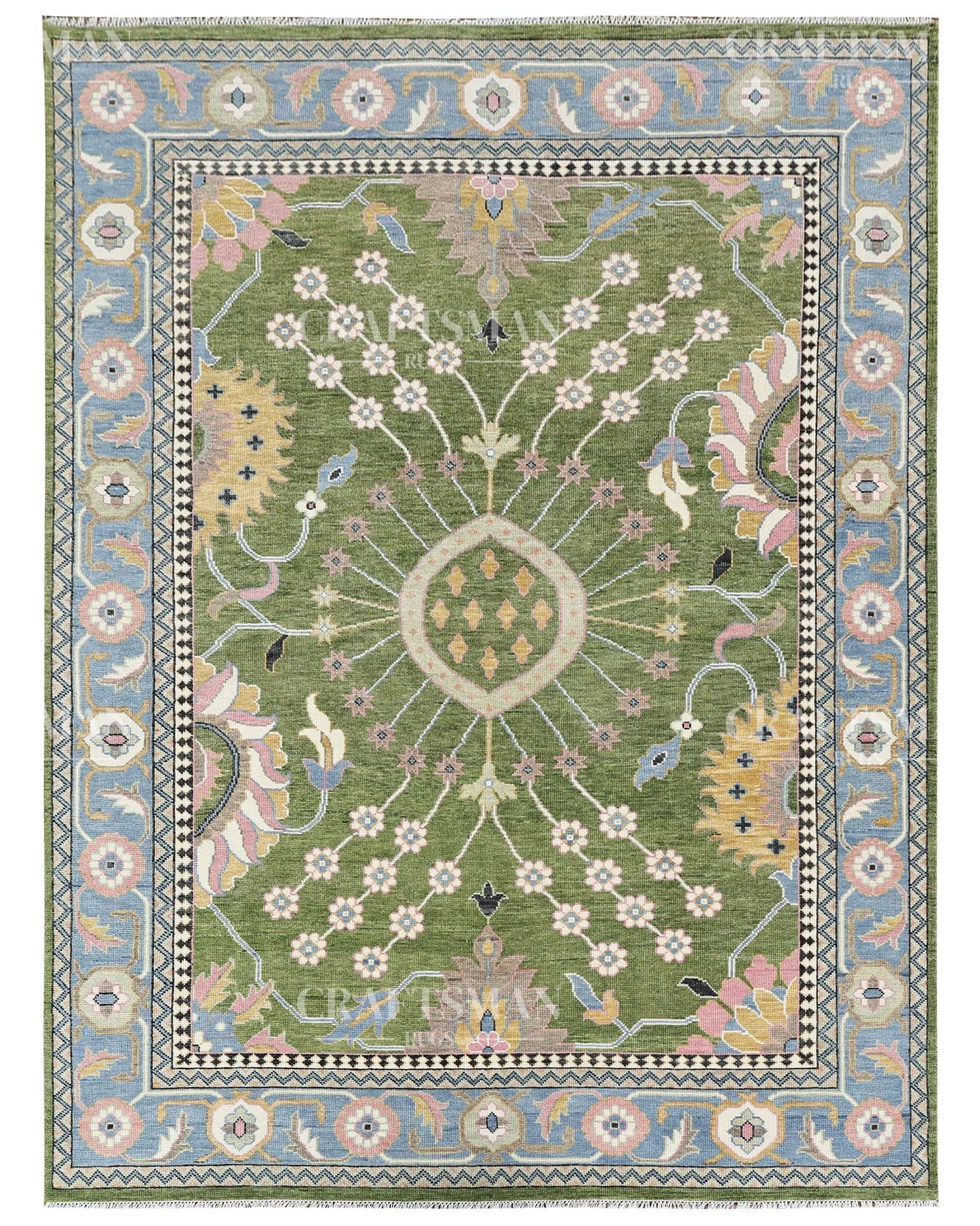 Iveris Wool Hand-Knotted Oushak-Inspired Rug
