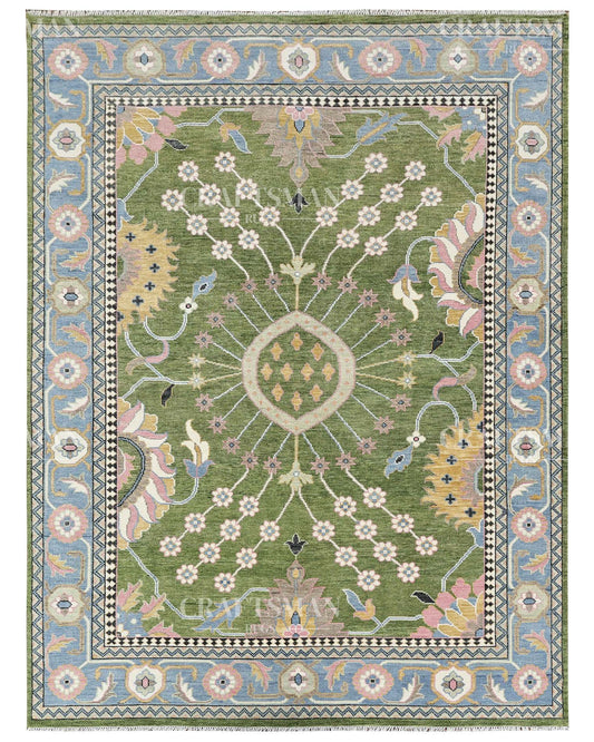 Iveris Wool Hand-Knotted Oushak-Inspired Rug