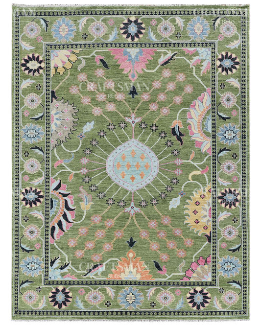 Dalra Wool Hand-Knotted Oushak-Inspired Rug