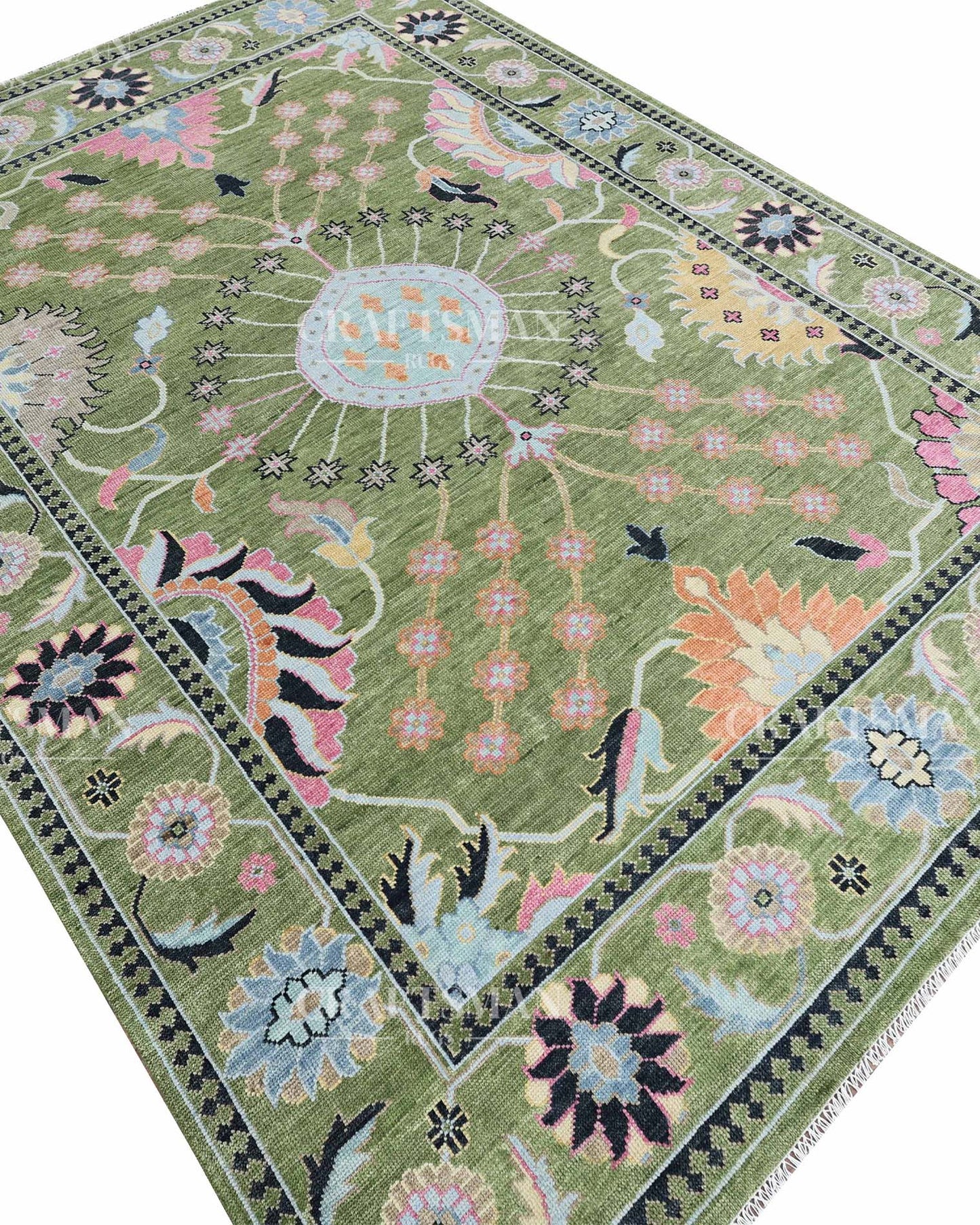 Dalra Wool Hand-Knotted Oushak-Inspired Rug