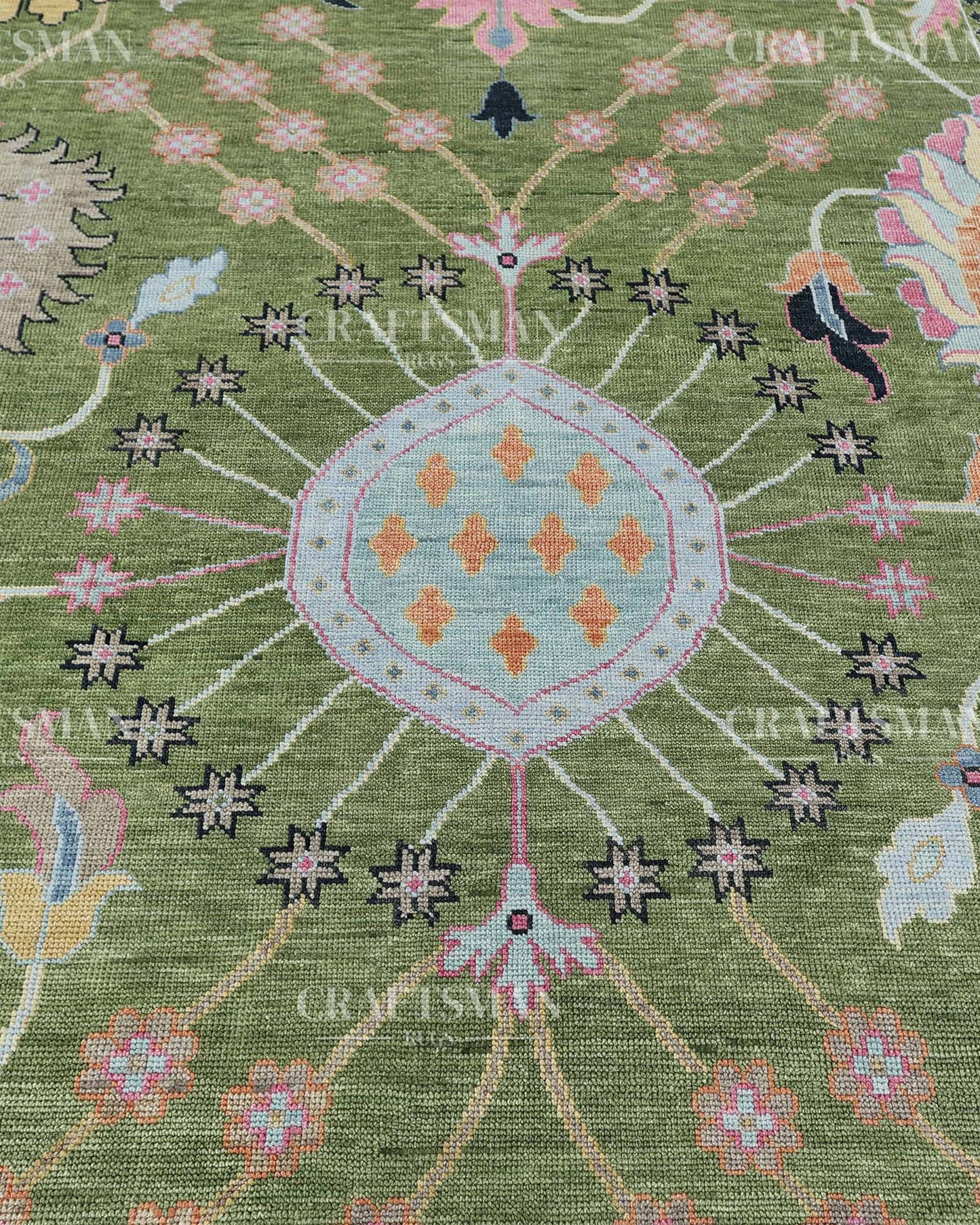 Dalra Wool Hand-Knotted Oushak-Inspired Rug