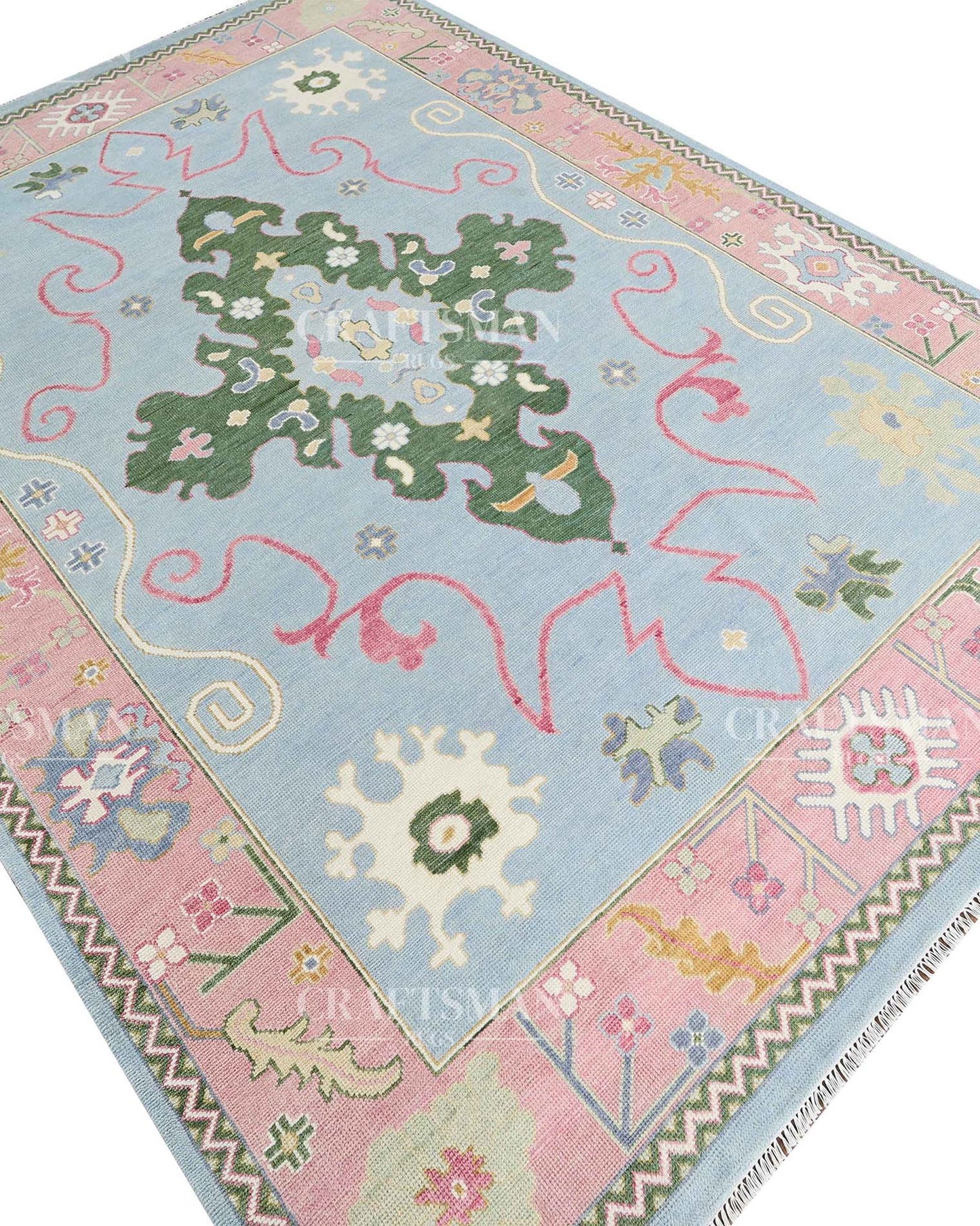 Nolvir Wool Hand-Knotted Oushak-Inspired Rug