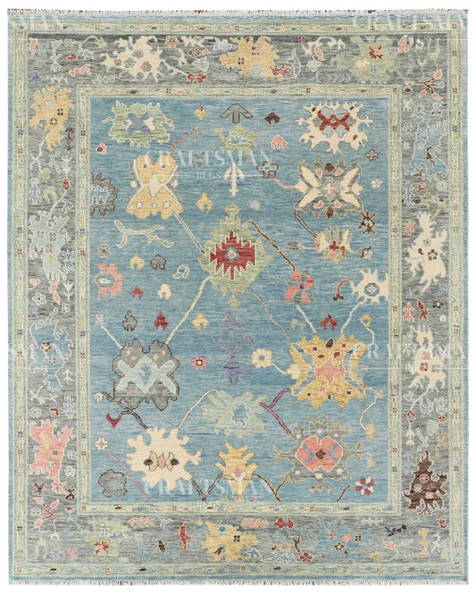 Avarn Wool Hand-Knotted Oushak-Inspired Rug