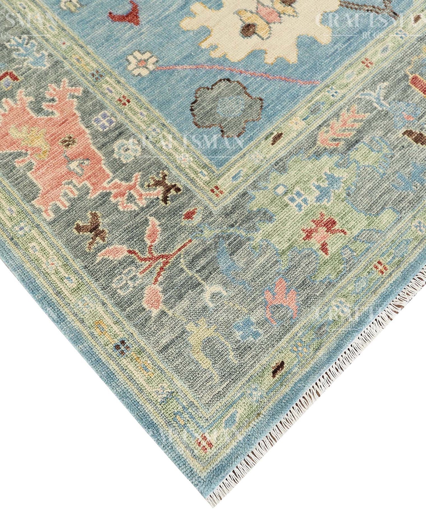 Avarn Wool Hand-Knotted Oushak-Inspired Rug