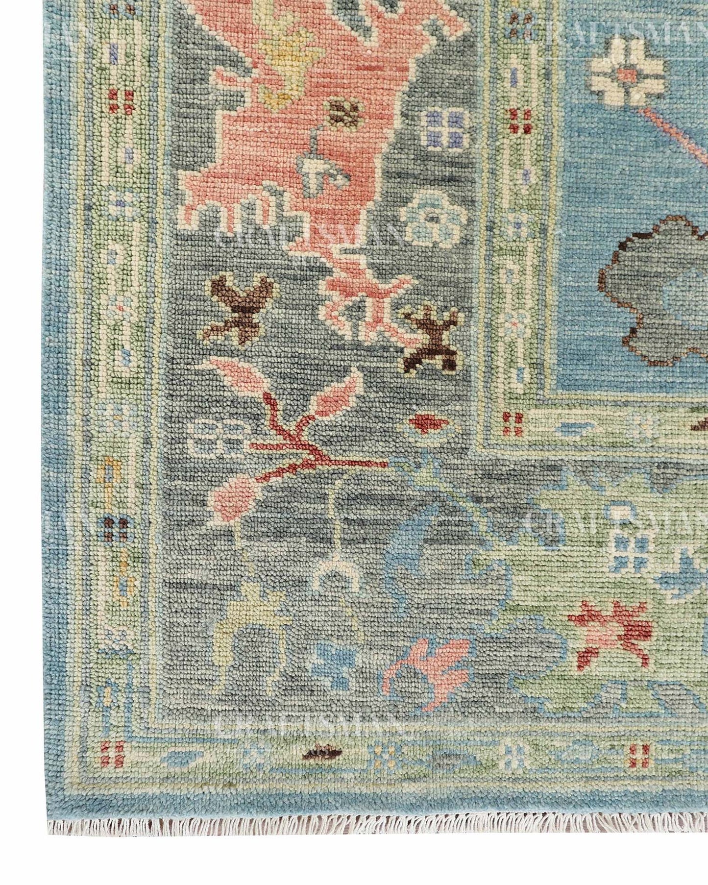 Avarn Wool Hand-Knotted Oushak-Inspired Rug