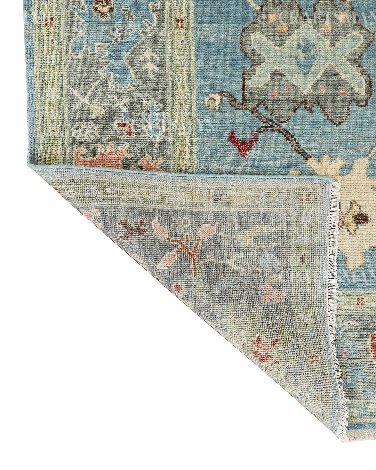 Avarn Wool Hand-Knotted Oushak-Inspired Rug