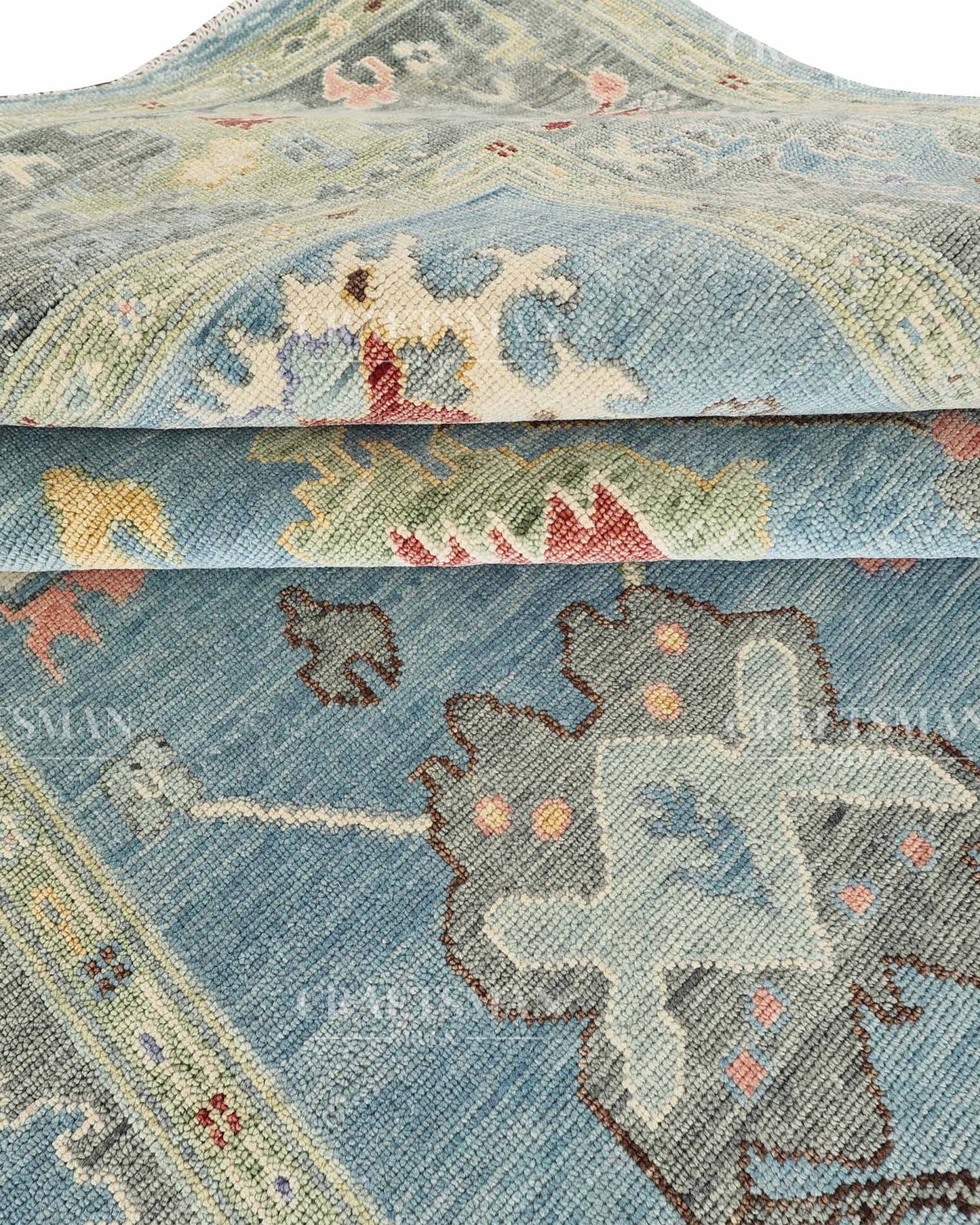 Avarn Wool Hand-Knotted Oushak-Inspired Rug