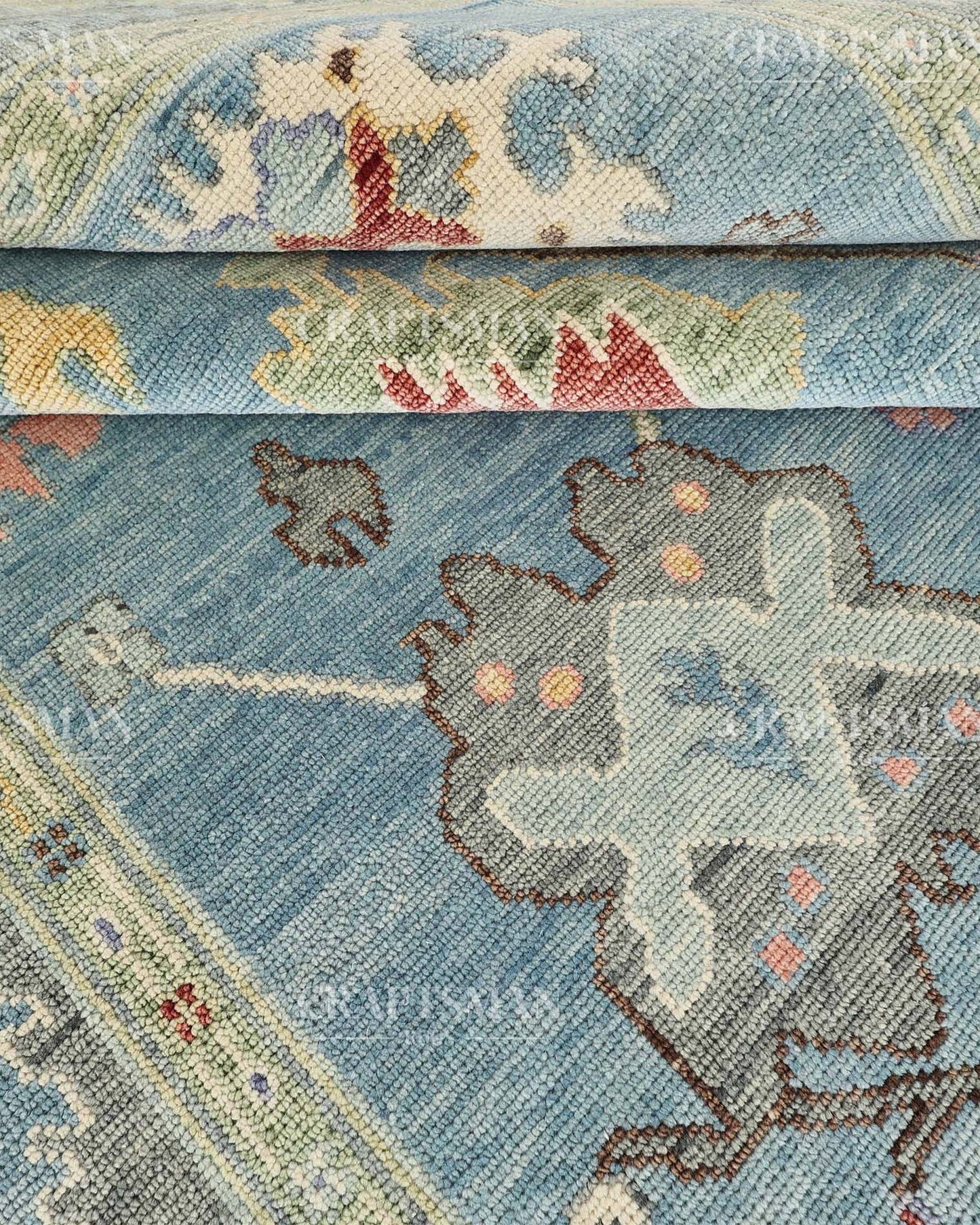 Avarn Wool Hand-Knotted Oushak-Inspired Rug