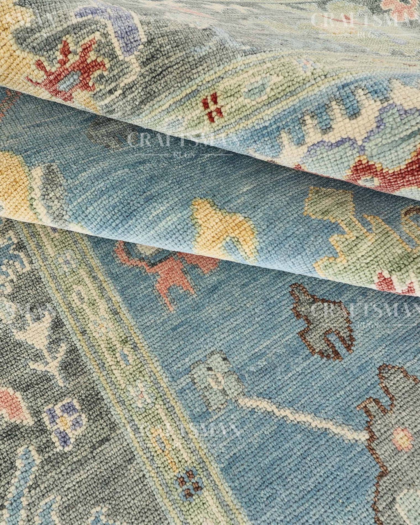 Avarn Wool Hand-Knotted Oushak-Inspired Rug