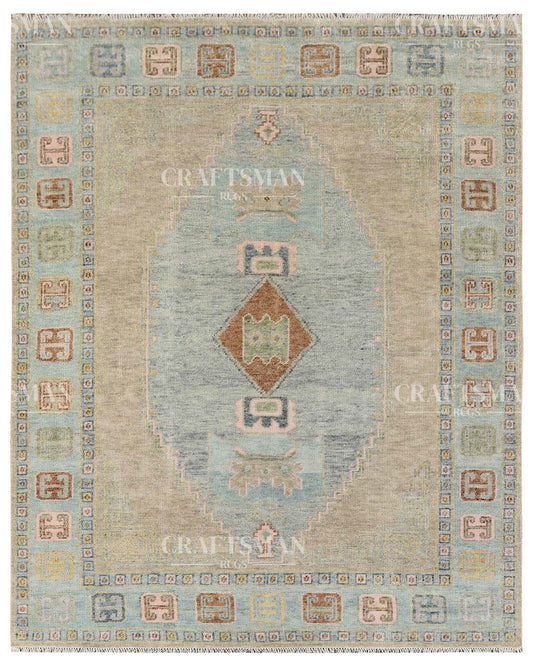 Orrin Wool Hand-Knotted Oushak-Inspired Rug