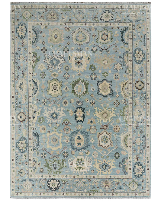 Calvis Wool Hand-Knotted Oushak-Inspired Rug