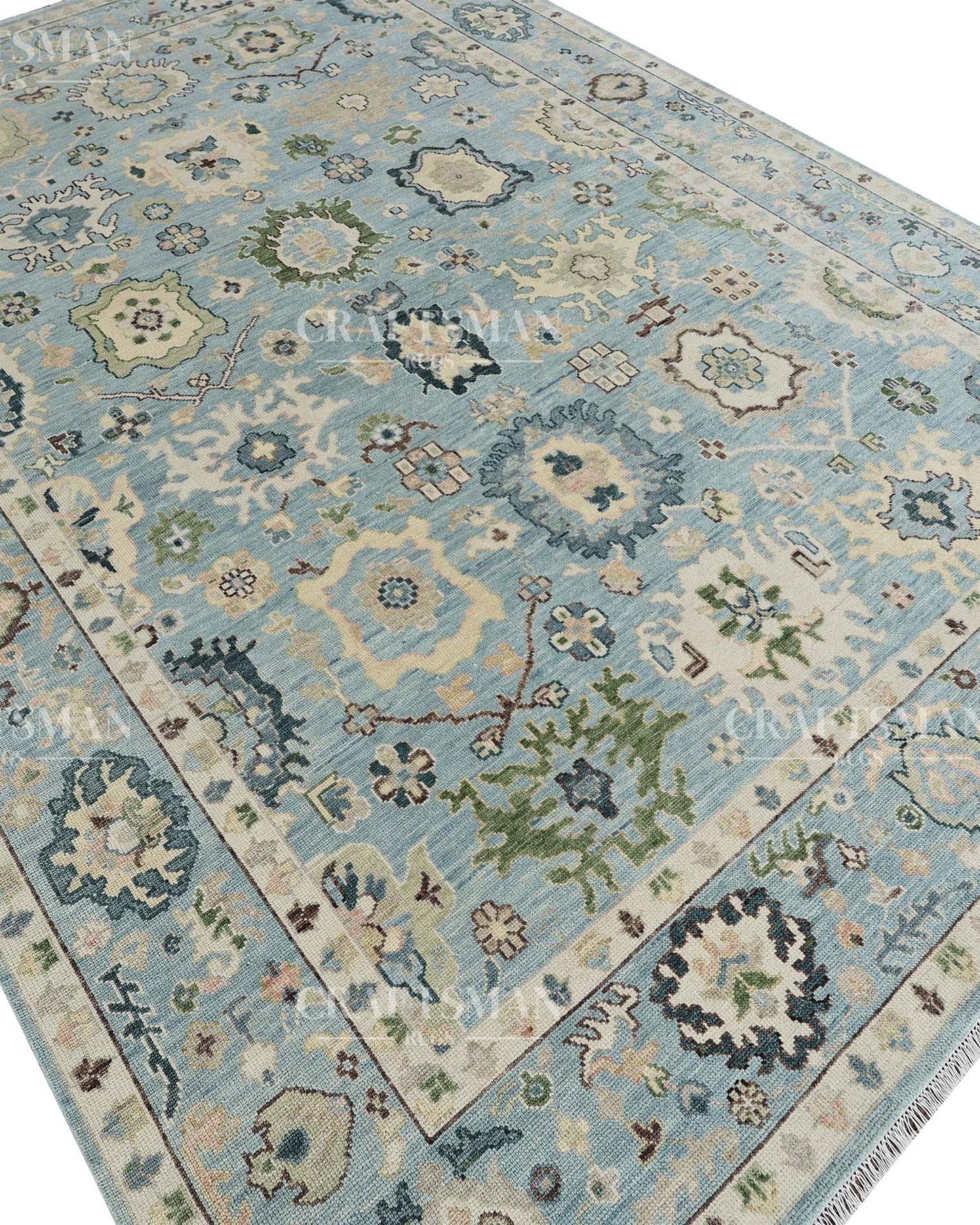 Calvis Wool Hand-Knotted Oushak-Inspired Rug