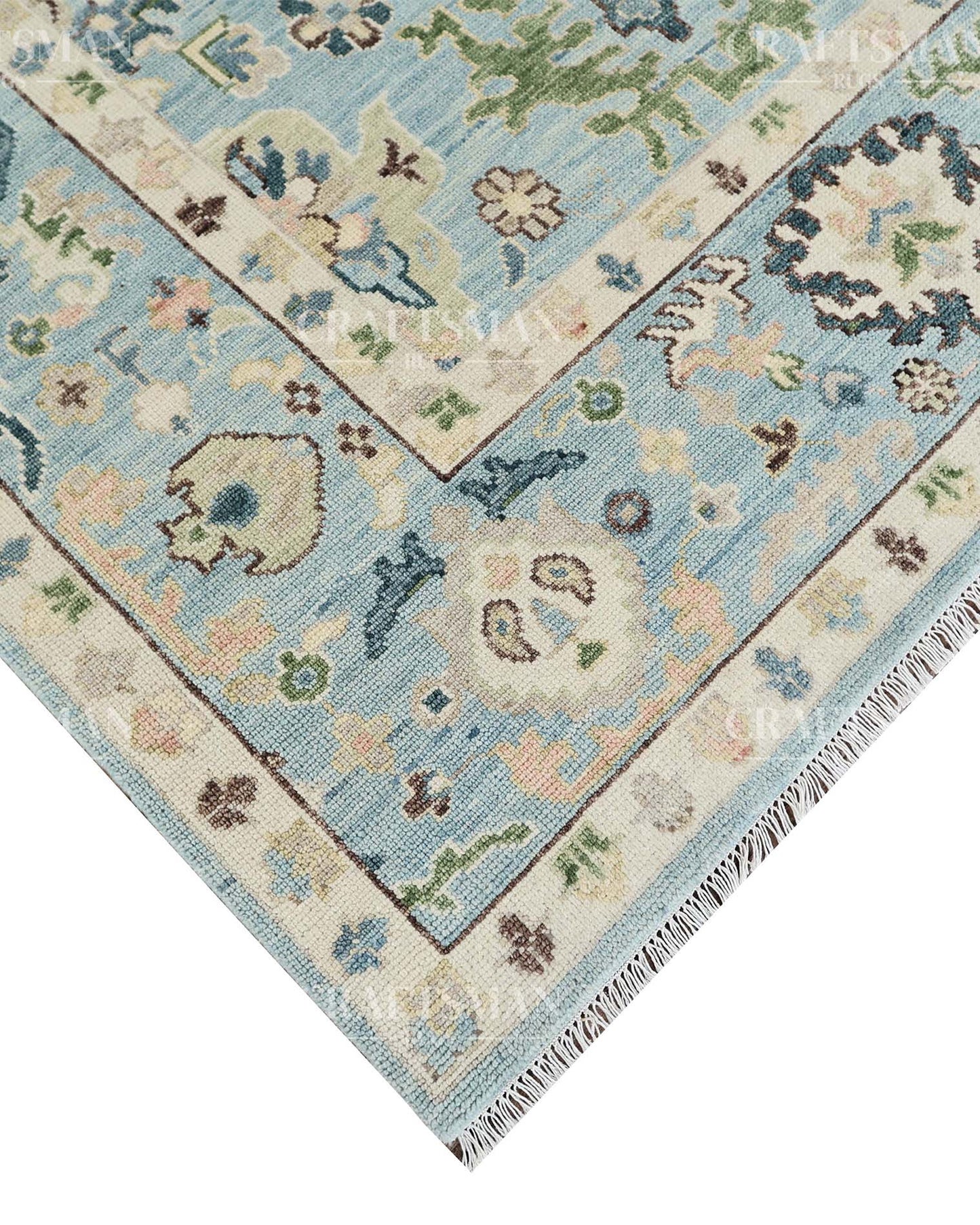 Calvis Wool Hand-Knotted Oushak-Inspired Rug
