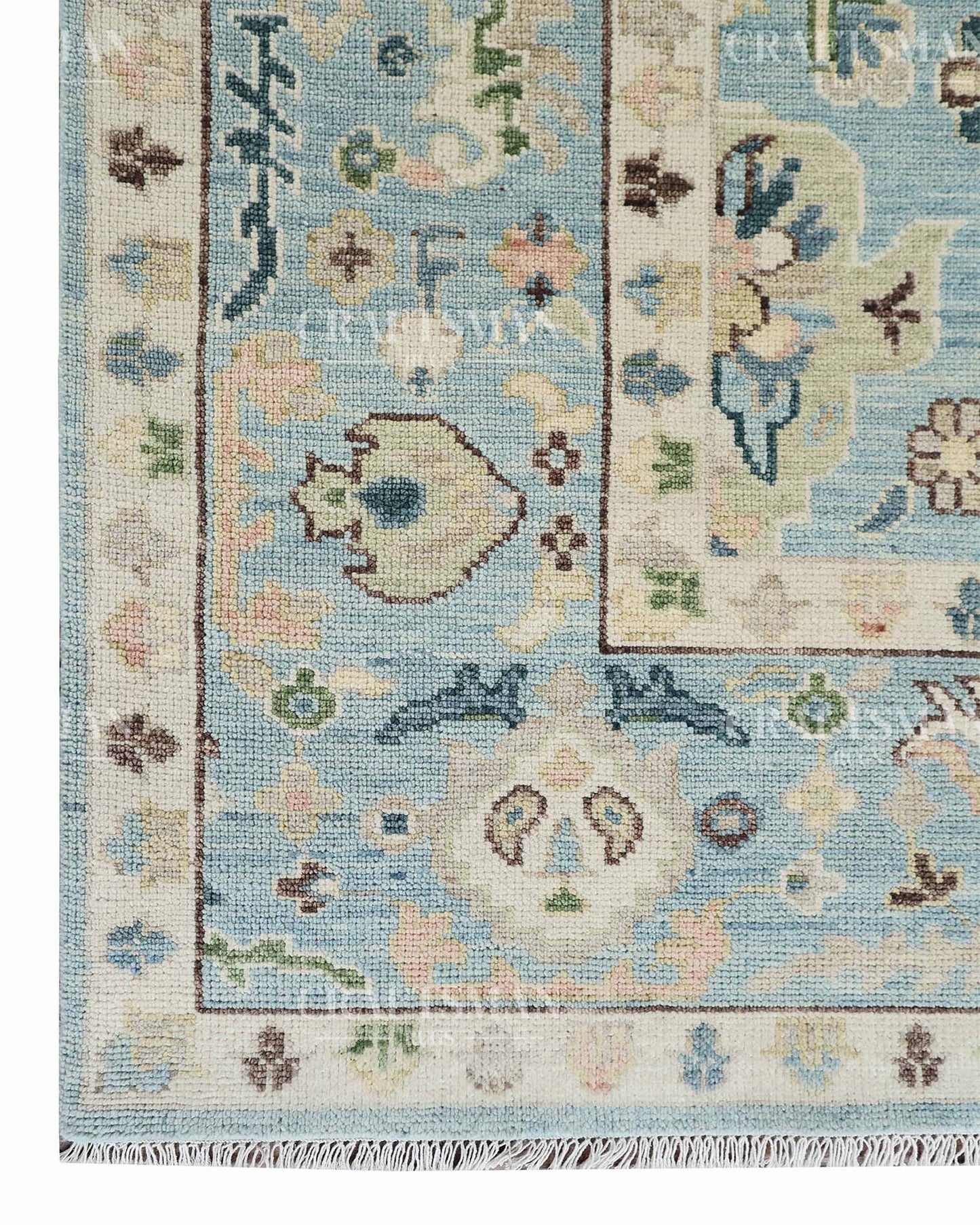 Calvis Wool Hand-Knotted Oushak-Inspired Rug