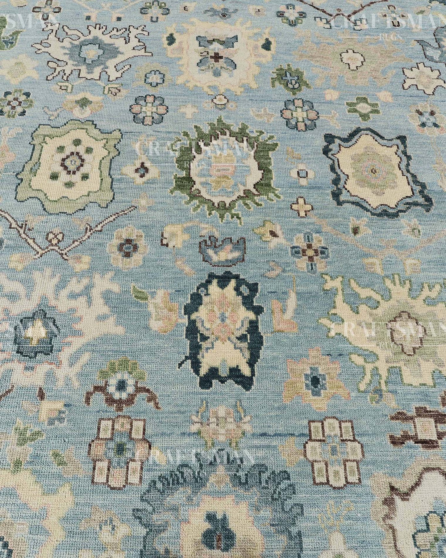 Calvis Wool Hand-Knotted Oushak-Inspired Rug