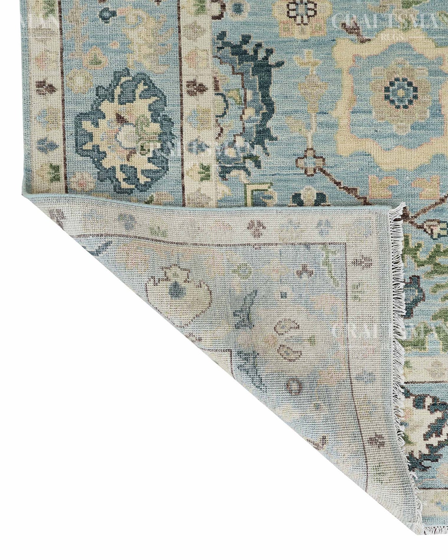 Calvis Wool Hand-Knotted Oushak-Inspired Rug