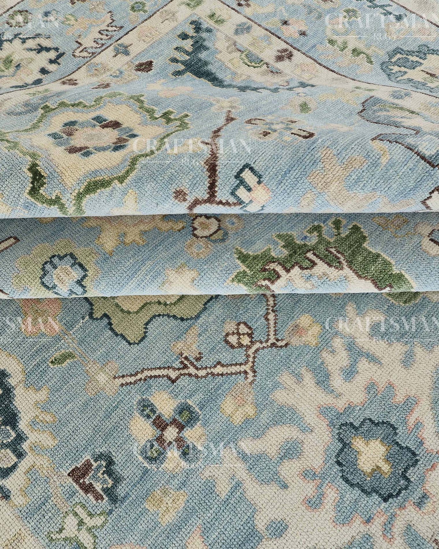 Calvis Wool Hand-Knotted Oushak-Inspired Rug