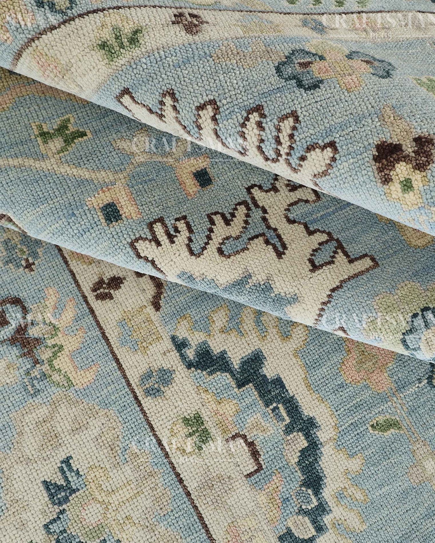 Calvis Wool Hand-Knotted Oushak-Inspired Rug