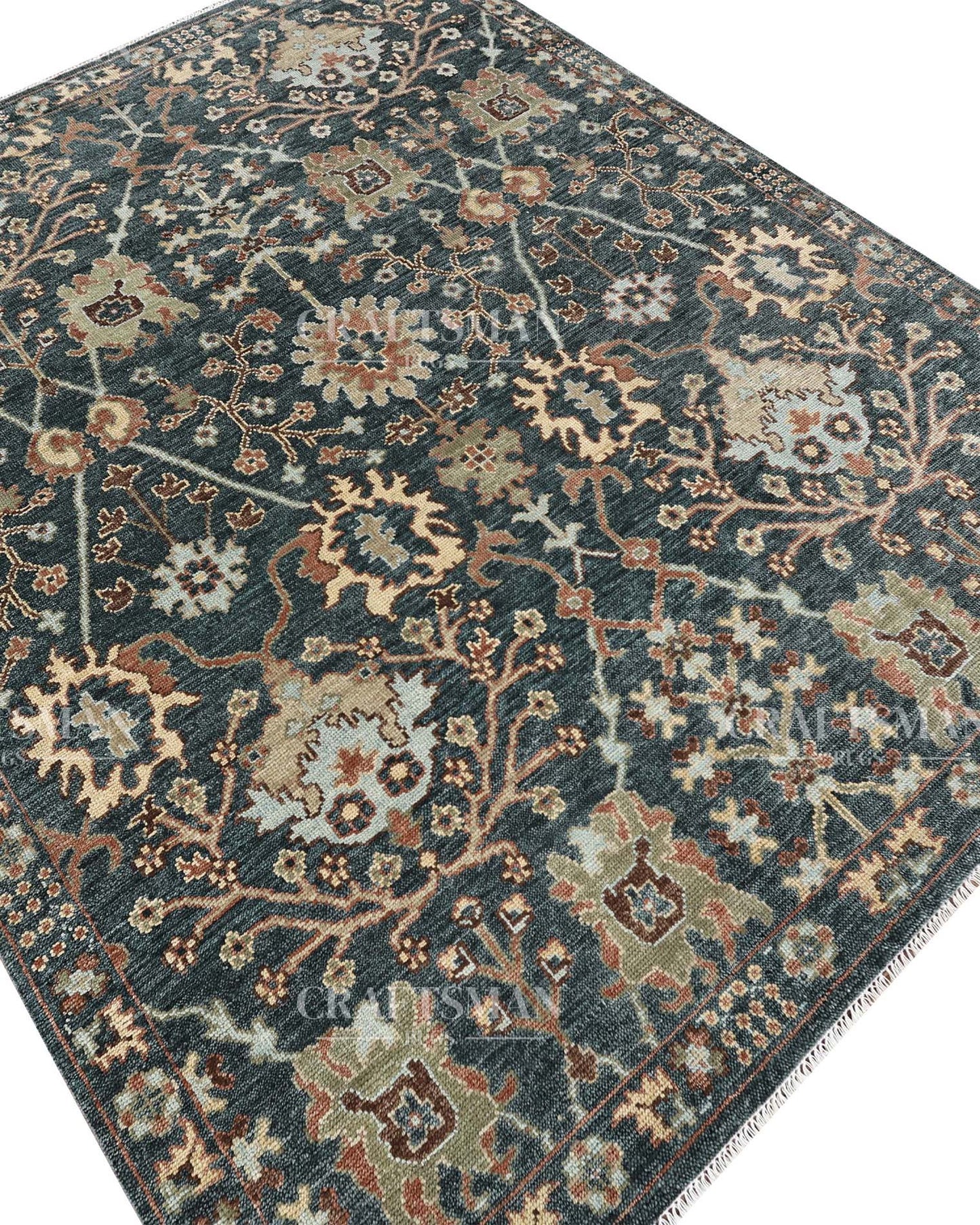 Erdis Wool Hand-Knotted Oushak-Inspired Rug