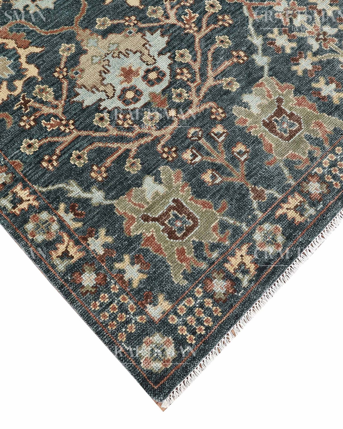 Erdis Wool Hand-Knotted Oushak-Inspired Rug