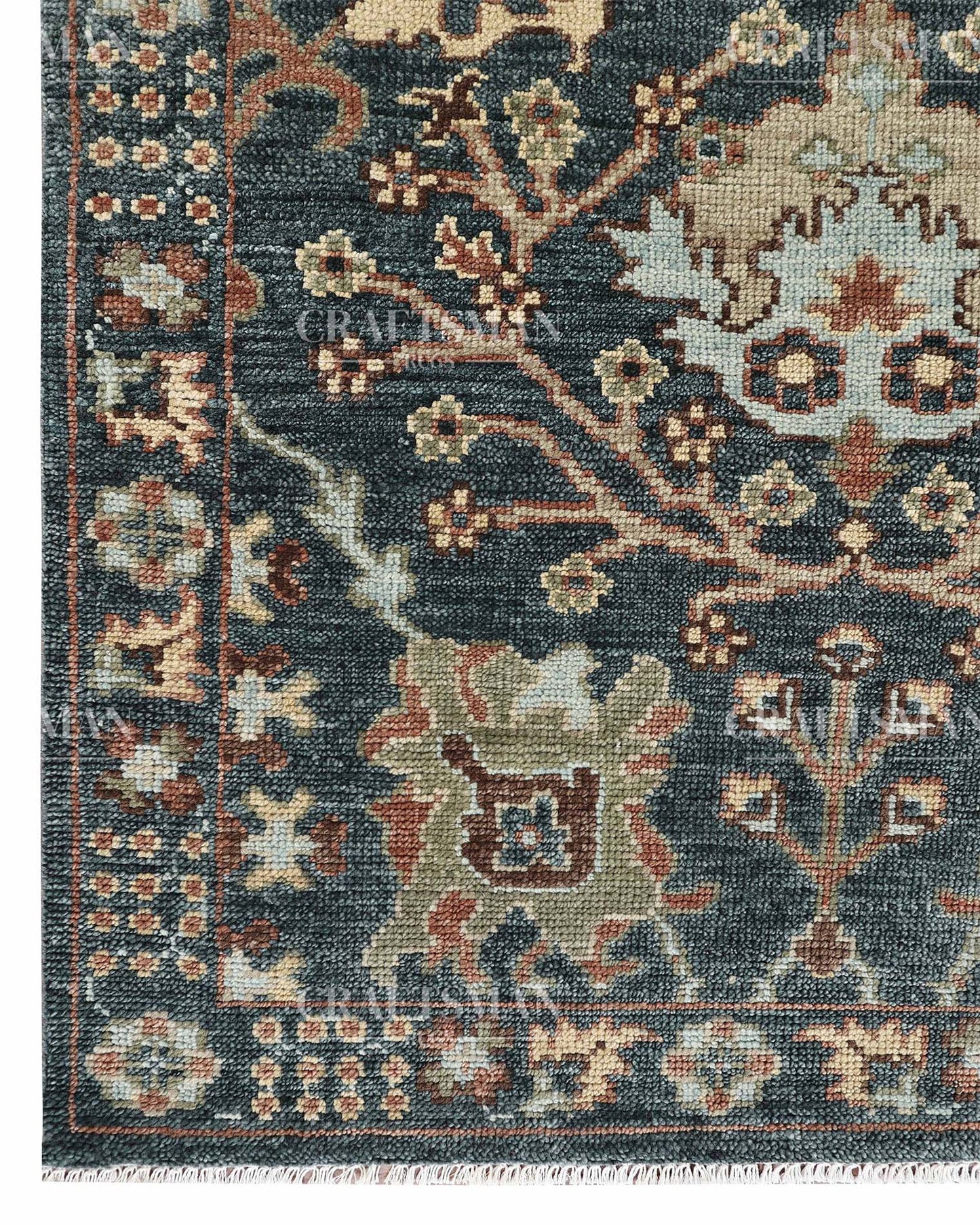 Erdis Wool Hand-Knotted Oushak-Inspired Rug