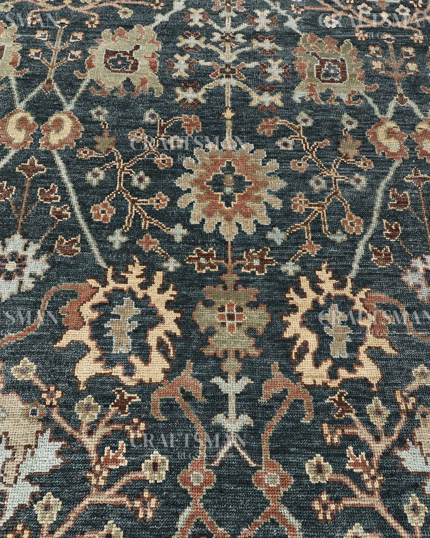 Erdis Wool Hand-Knotted Oushak-Inspired Rug