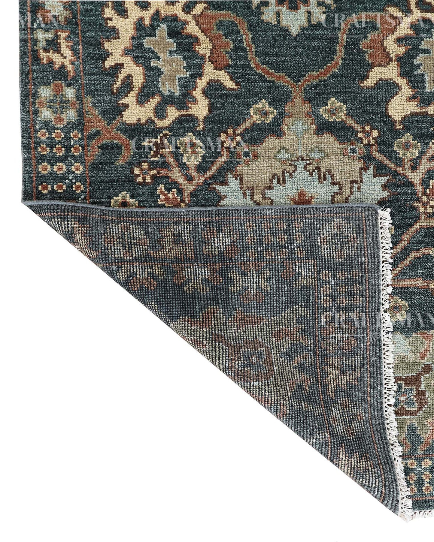 Erdis Wool Hand-Knotted Oushak-Inspired Rug
