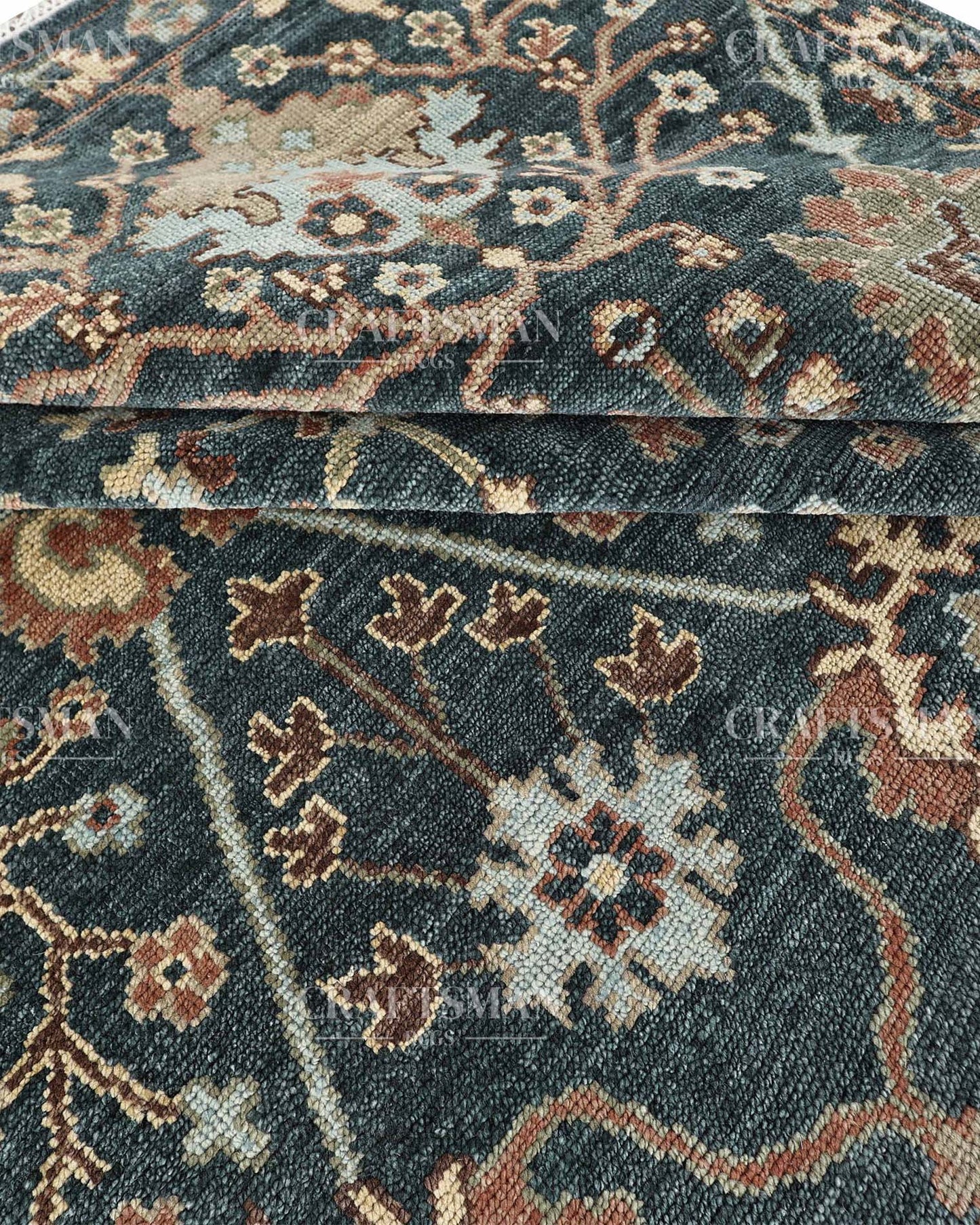 Erdis Wool Hand-Knotted Oushak-Inspired Rug