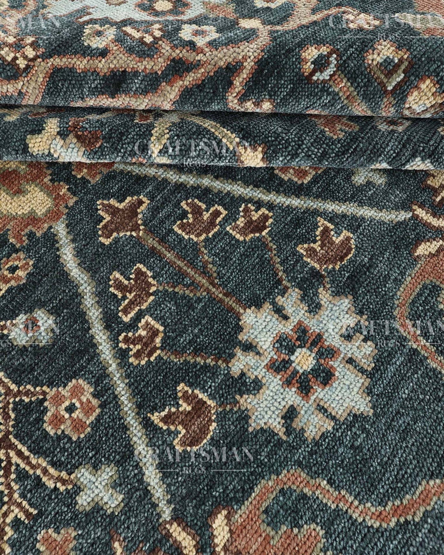 Erdis Wool Hand-Knotted Oushak-Inspired Rug