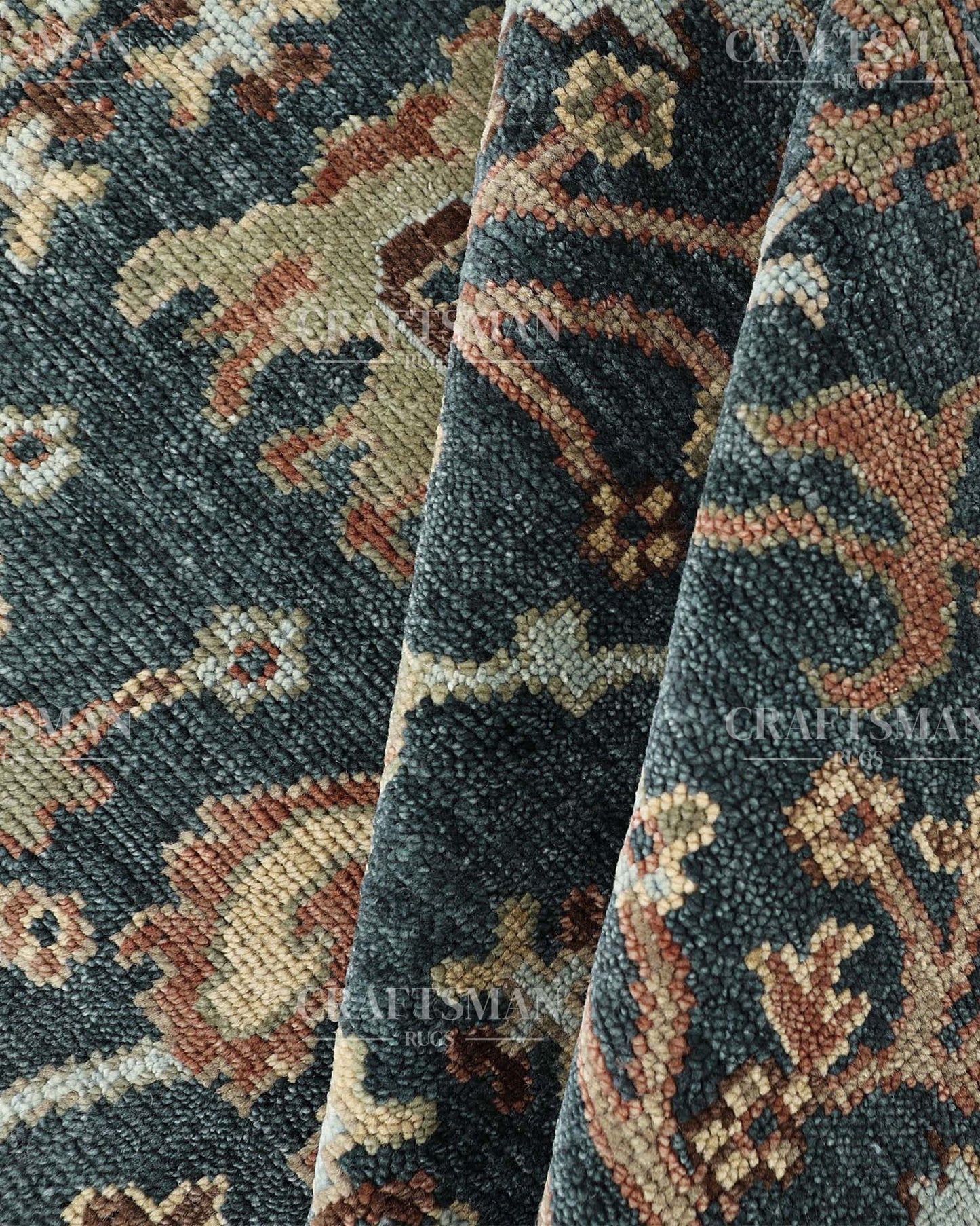 Erdis Wool Hand-Knotted Oushak-Inspired Rug